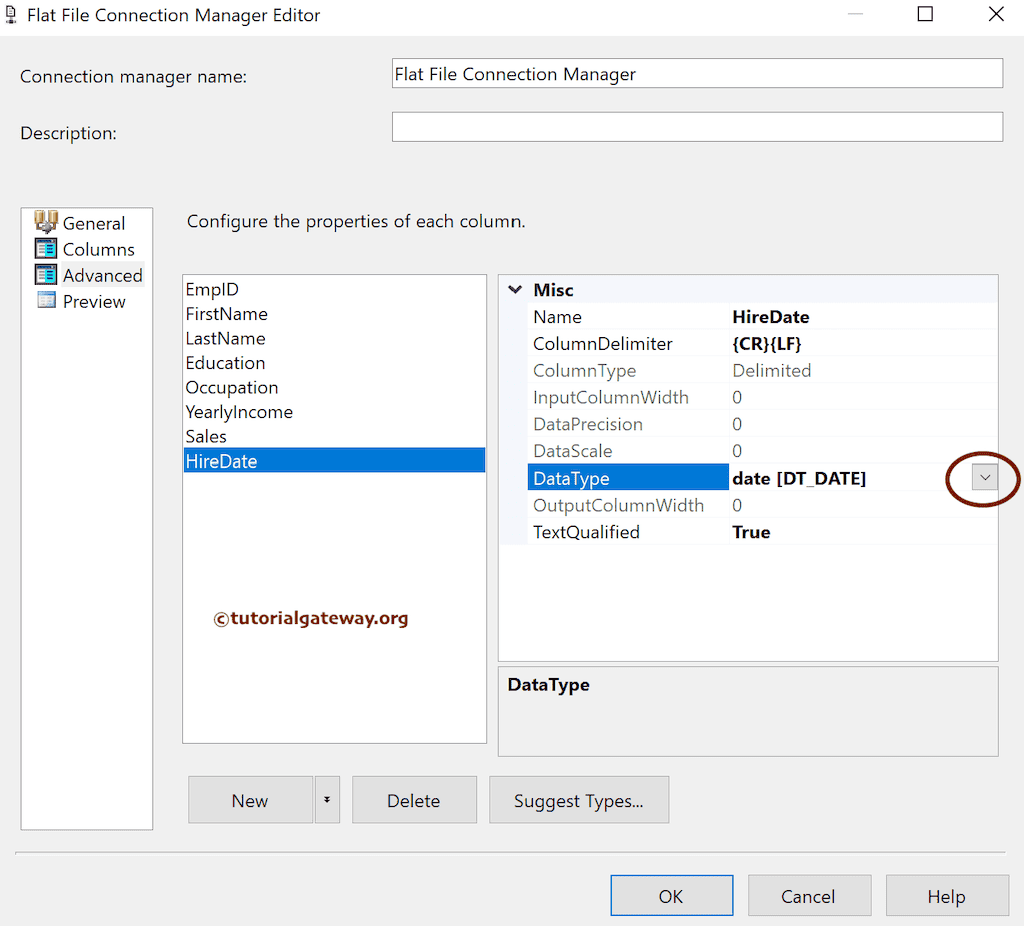 Change the Column Data types