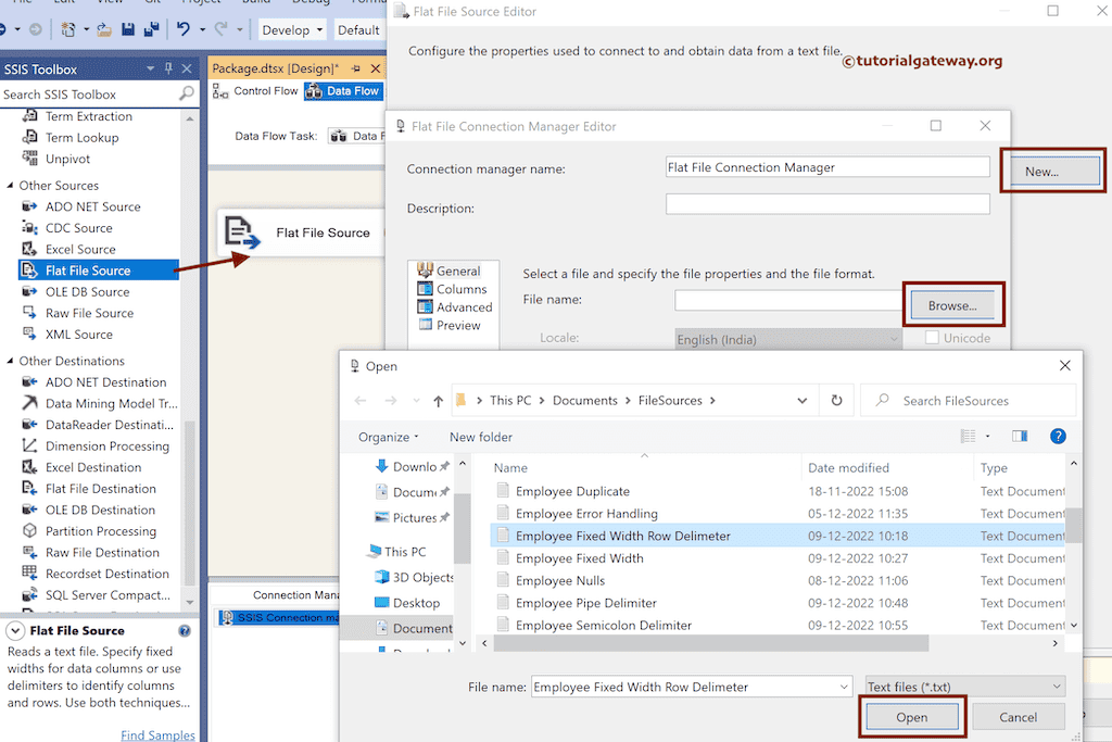 SSISIS Load Fixed Width Row Delimiter Flat File Data to SQL Server