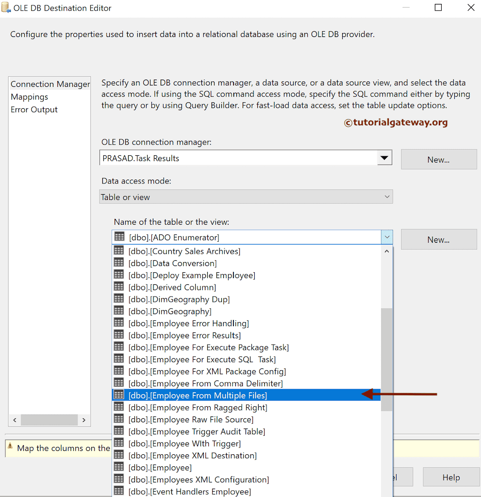 Choose Table to Load Multiple Flat Files Data to SQL Server