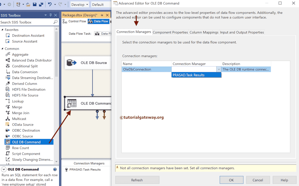 SSIS OLE DB Command calls Stored Procedure with Parameters