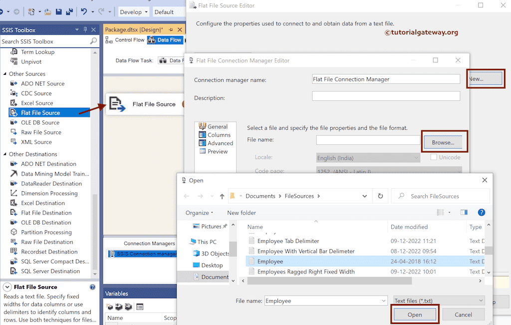 Flat File Connection to Choose text file