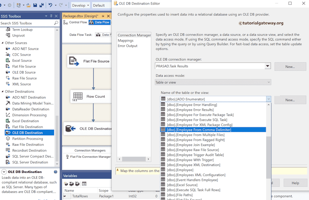 OLEDB Destination to configure OLE DB Connection Manager