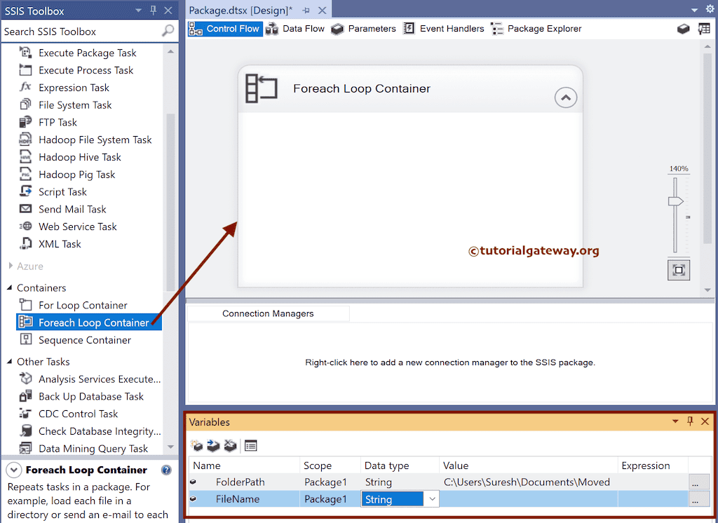 Add Foreach Loop Container