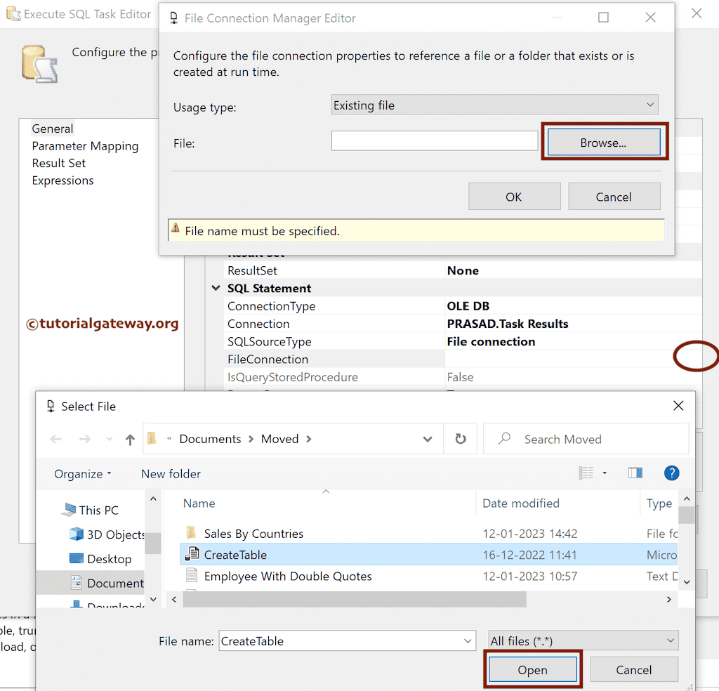Select Files from hard drive