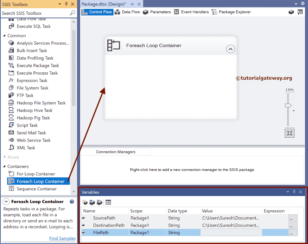 Add Foreach Loop Container