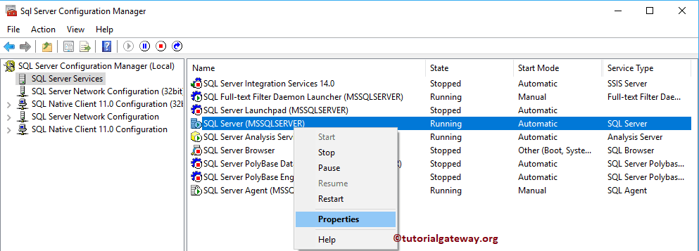 Go to the Service properties 3