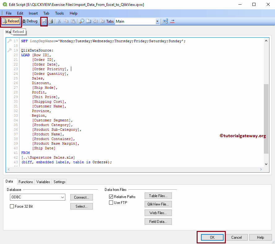 Import Data From Excel to QlikView 11