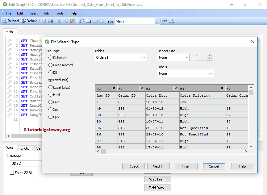 Import Data From Excel to QlikView 4