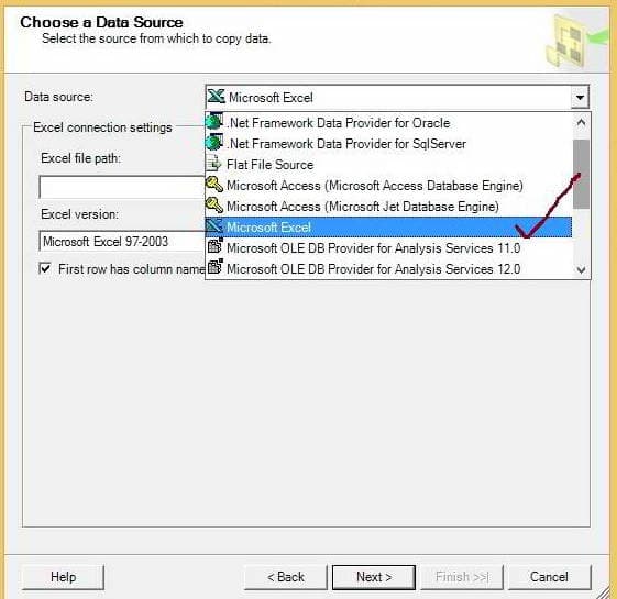 Choose the Excel Source Connection 2