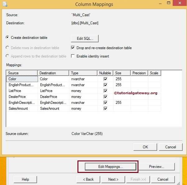 Excel Source and Database Table Column Mapping 8