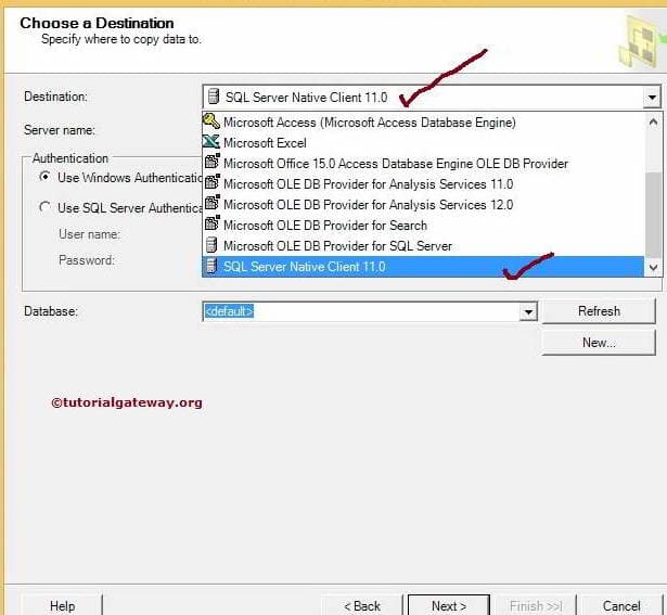 Choose the Destination Data Source 8
