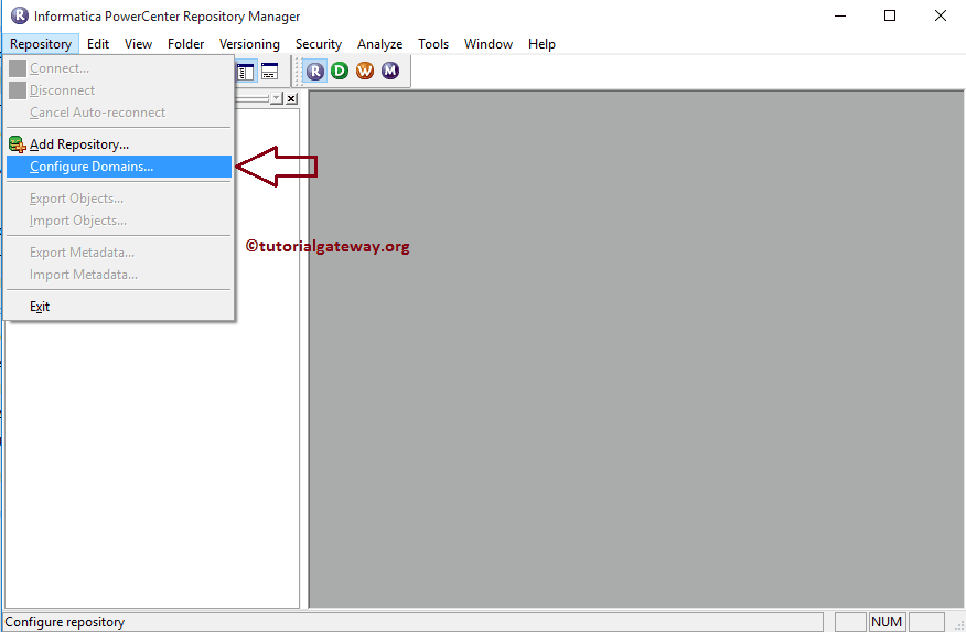 Choose Configure Domains in Repository Manager