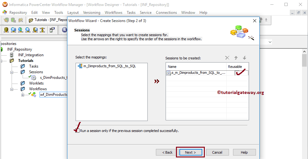 Run Session only if previous session completes 4