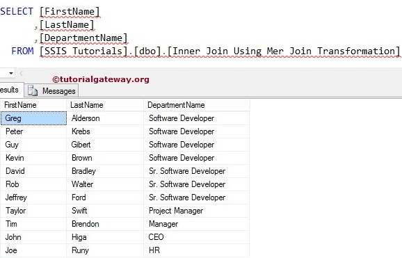 Destination Table Output