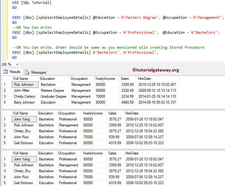 Input Parameters in SQL Stored Procedure 5