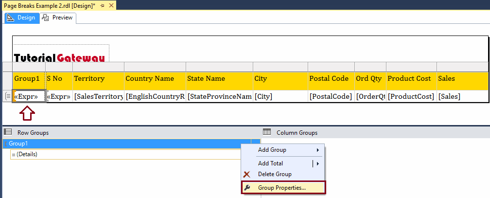Insert Page Breaks in a Report 15
