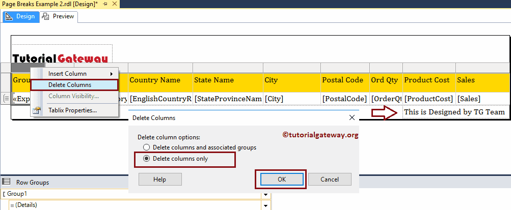 Insert Page Breaks in a SSRS Report 20