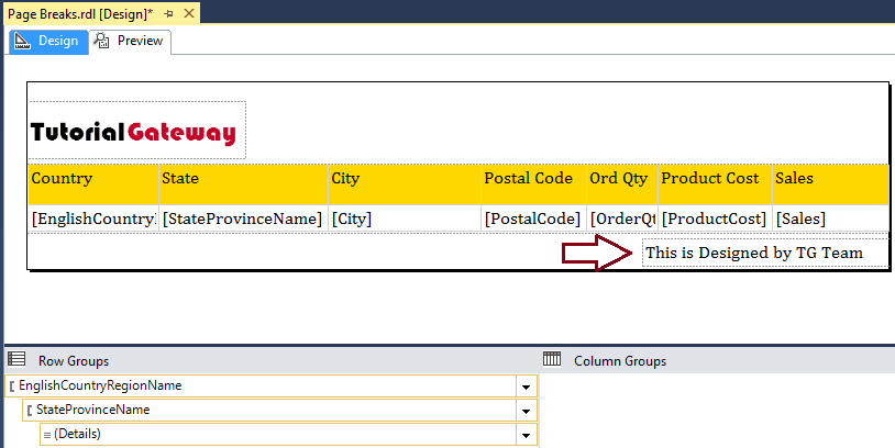 Insert Page Breaks in a Report 7