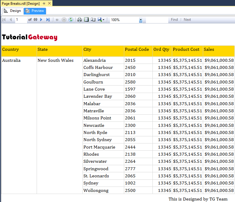 Insert Page Breaks in a Report 8