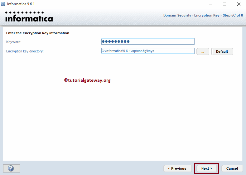 Enter the Encryption key information 11