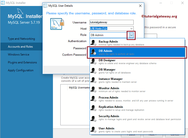 Assign role for username 17