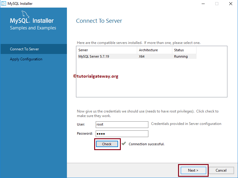 provide user and password to connect server 27