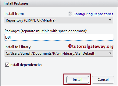 Click the Install button to Install R Packages 10