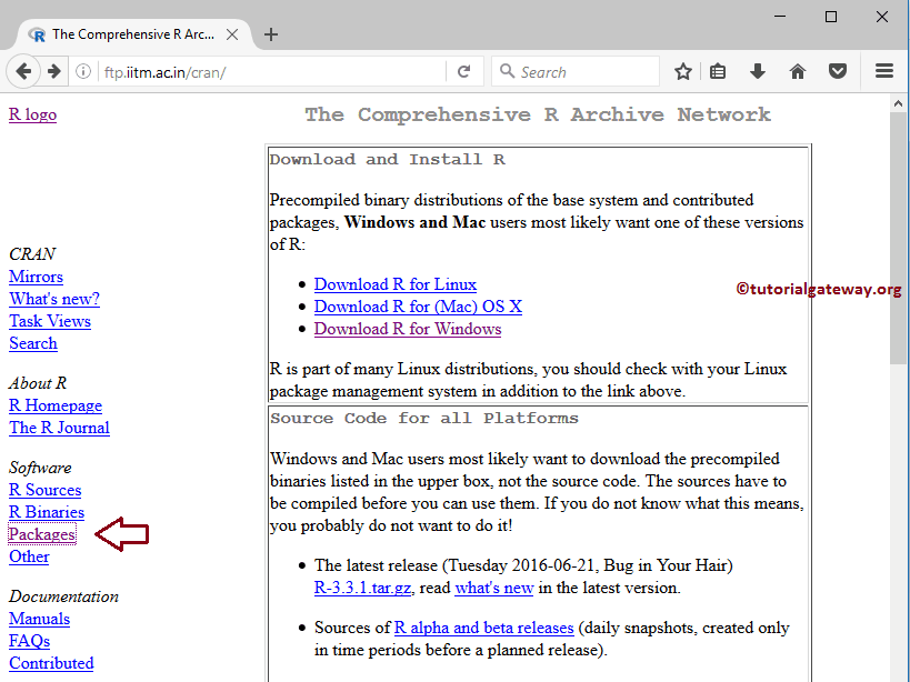 Click the R Packages link to install 14