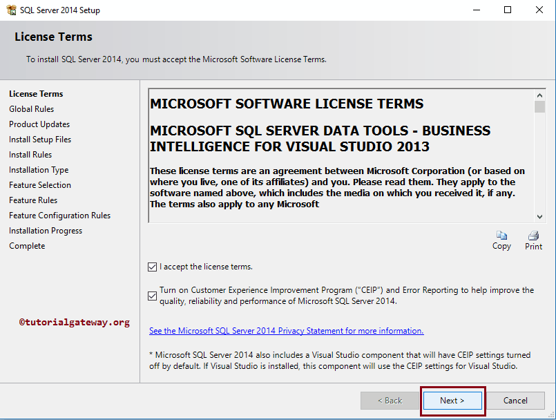 Accept the Licence Terms 2