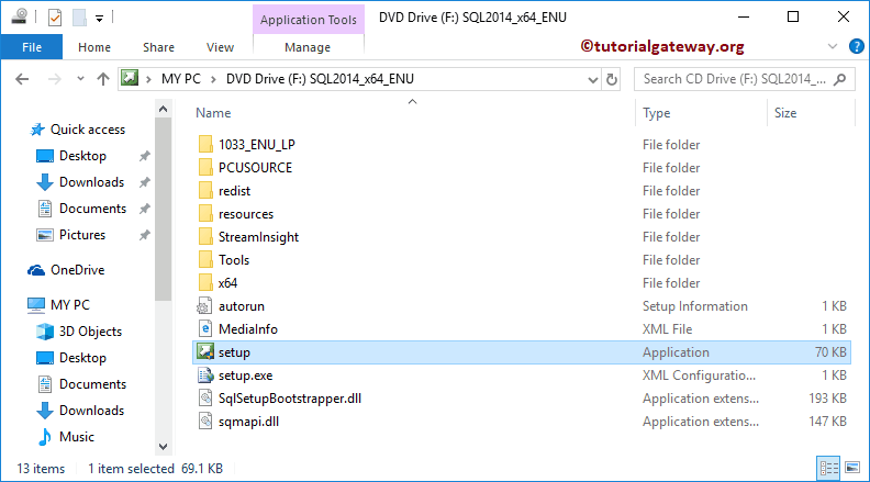 Click on the Setup application in local file system 1