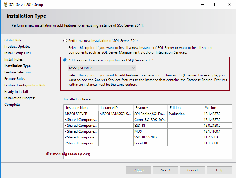 Choose Add Features to existing instance option 5