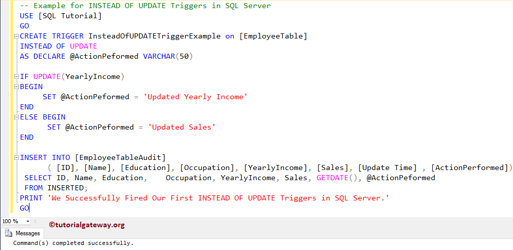 Instead Of UPDATE Triggers in SQL Server 3