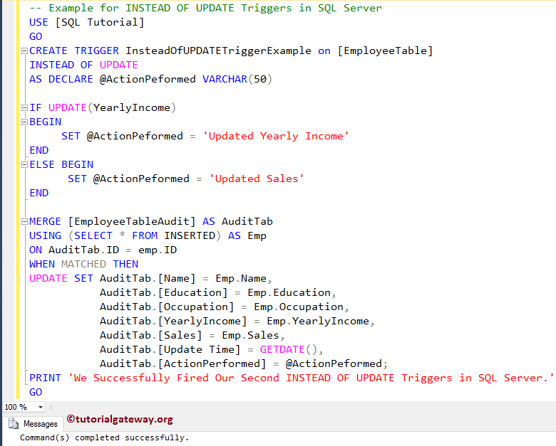 Instead Of UPDATE Triggers in SQL Server 8