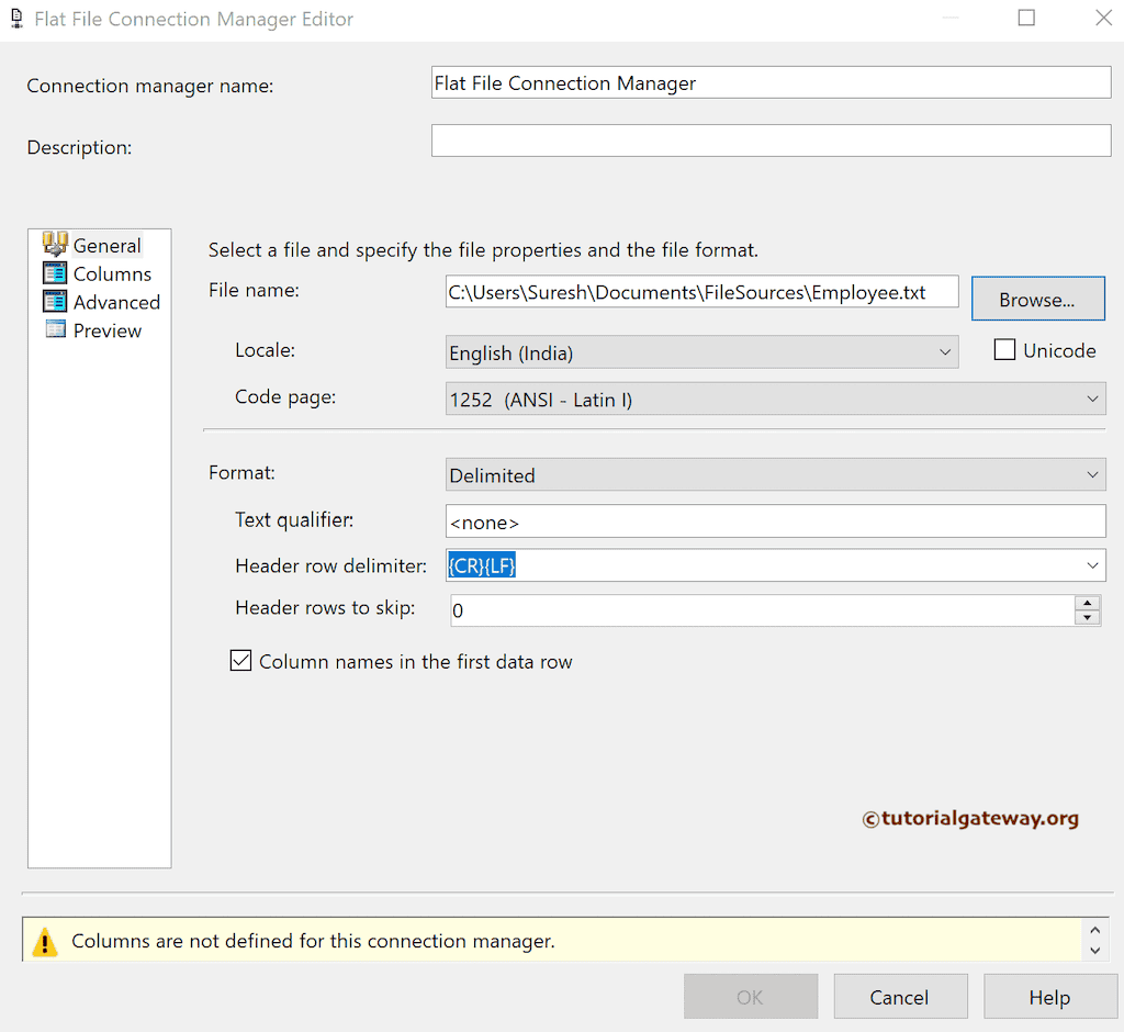 Use SSIS Flat File Connection Browse button to choose Employee file
