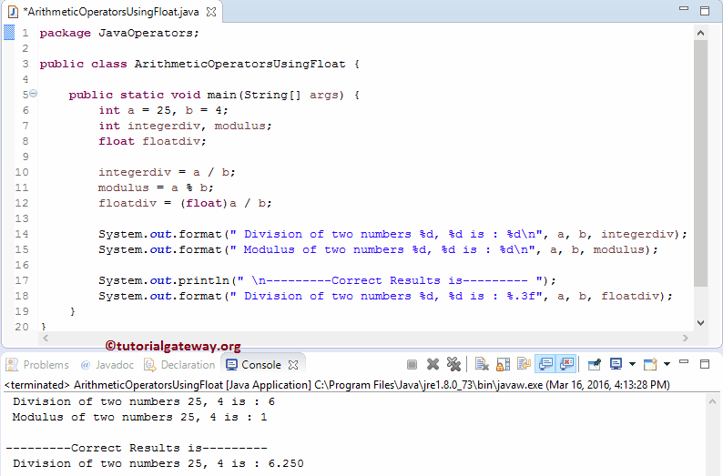 Java Arithmetic Operators 1