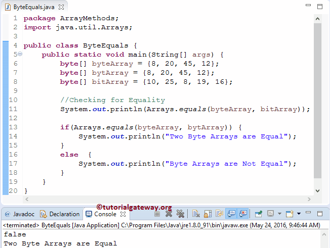 Java Array Equals Method 1