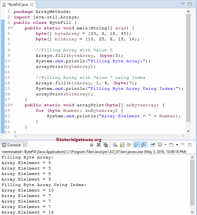 Java Array Fill Method 1