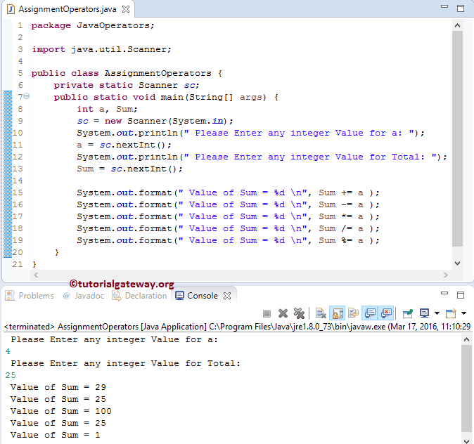 Assignment Operators 1