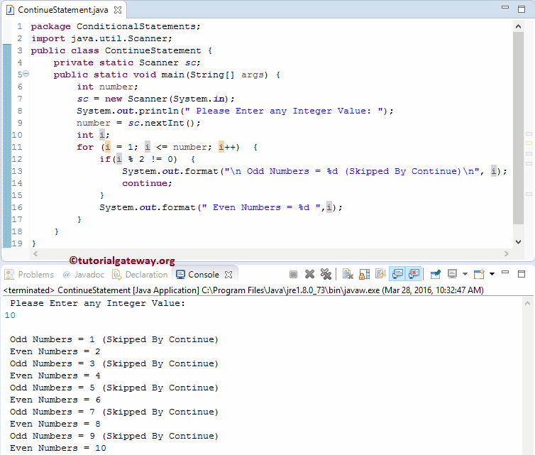 Continue Statement 1