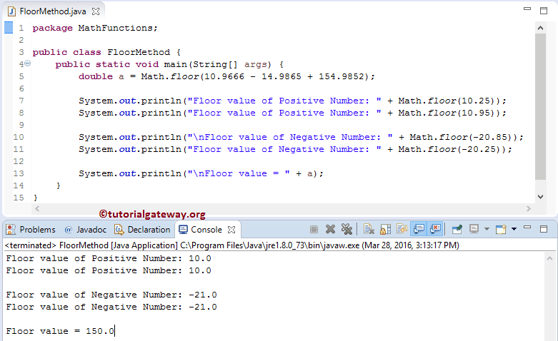 Java math Floor Function 1