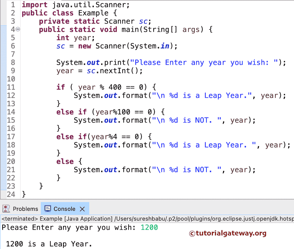 Java Leap Year Program using Else If
