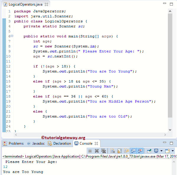 Java Logical Operators 1