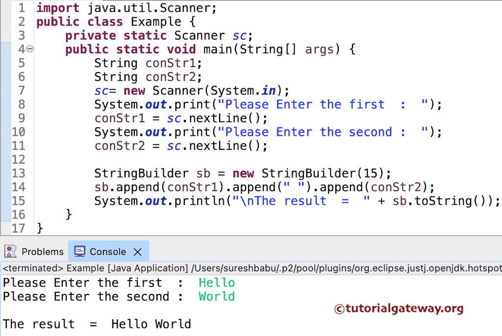 Concat Strings using StringBuilder