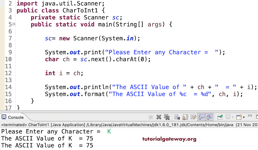 Program to Convert Char to Int