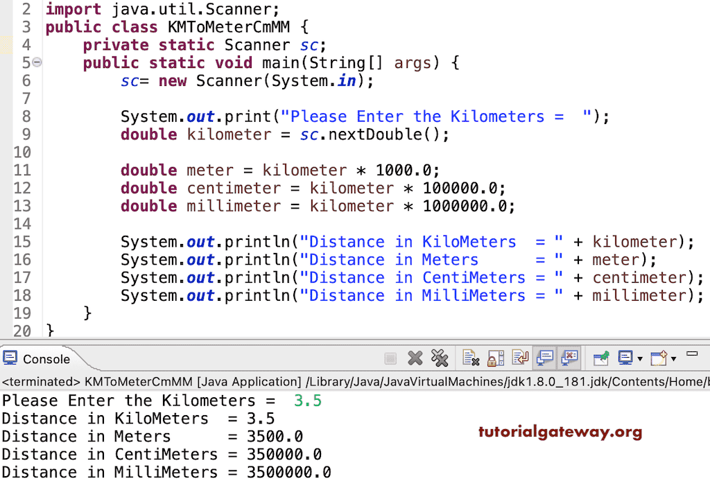 Java Program to Convert Kilometers To Meters Centimeters and Millimeters