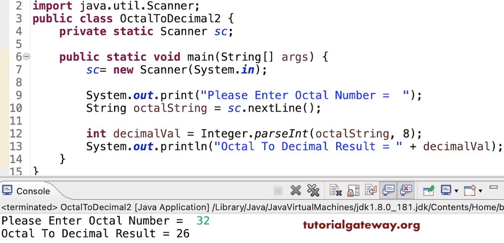 Java Program to Convert Octal To Decimal