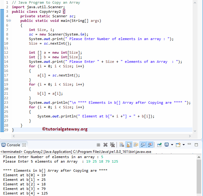 Java Program to Copy an Array 2