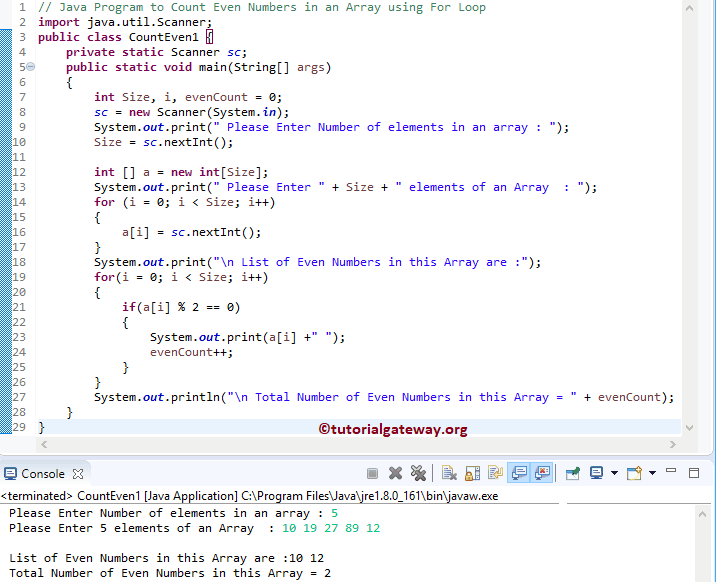 Java Program to Count Even Numbers in an Array 1