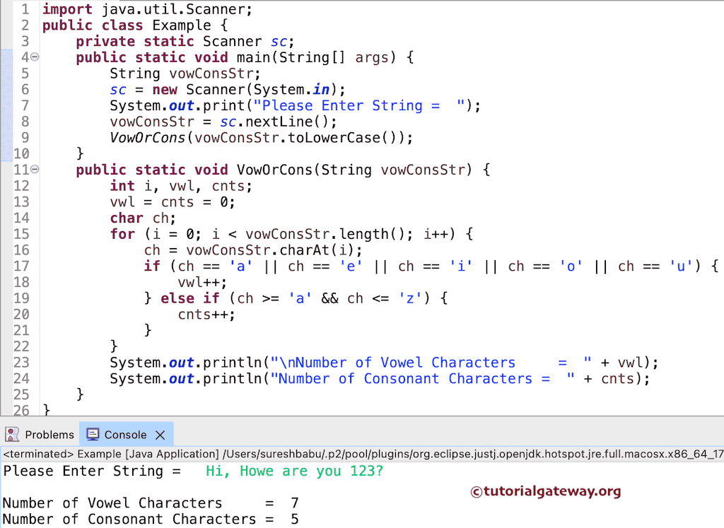 Count Vowels and Consonants in a String using functions