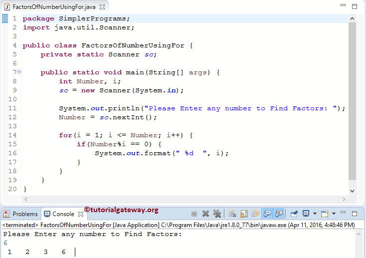 Java Program to Find Factors of a Number 1